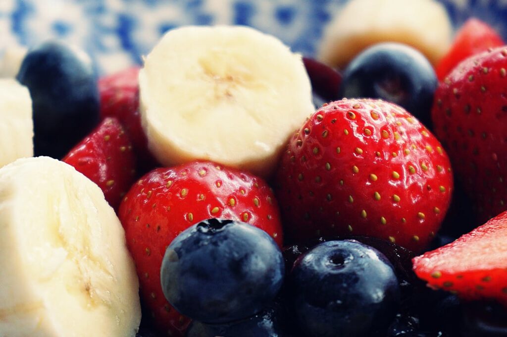 Berry and Banana in a plate