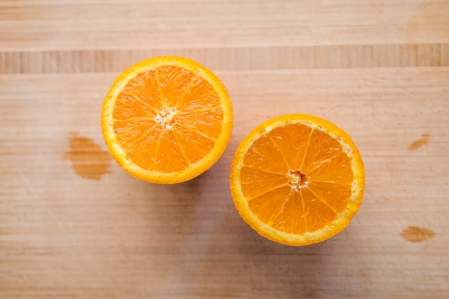 orange in slice on the table